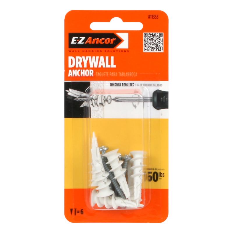 EZ ANCOR - EZ Ancor Twist-N-Lock 1-1/4 in. L Fiber-Reinforced Nylon Phillips Head Drywall Anchor 6 pc