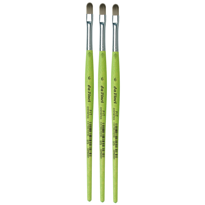FIT Synthetics Student Brush, Synthetic, Acrylic & Tempera, Filbert, Series 375, Size 6, Pack of 3