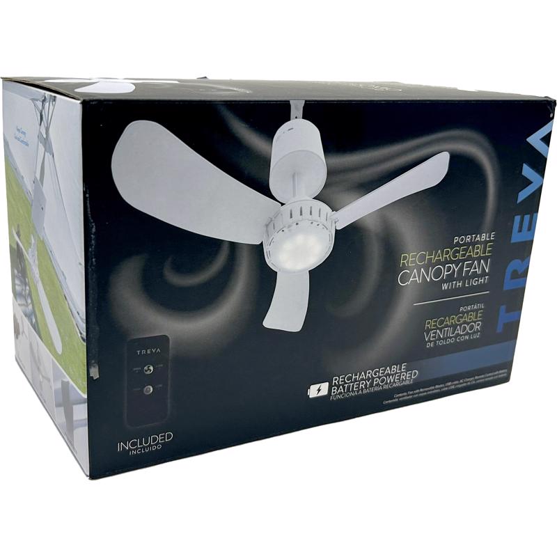 TREVA - Treva 15 in. H X 15 in. D 2 speed Rechargeable Canopy Fan with Light Remote Control