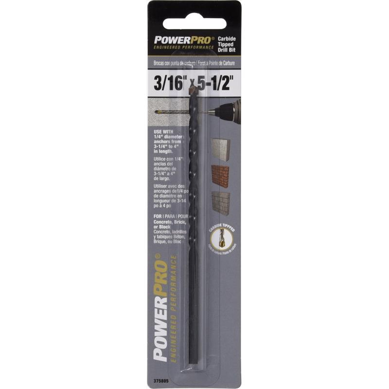 HILLMAN - HILLMAN Power Pro 3/16 in. X 5-1/2 in. L Carbide Tipped Drill Bit 1 pk