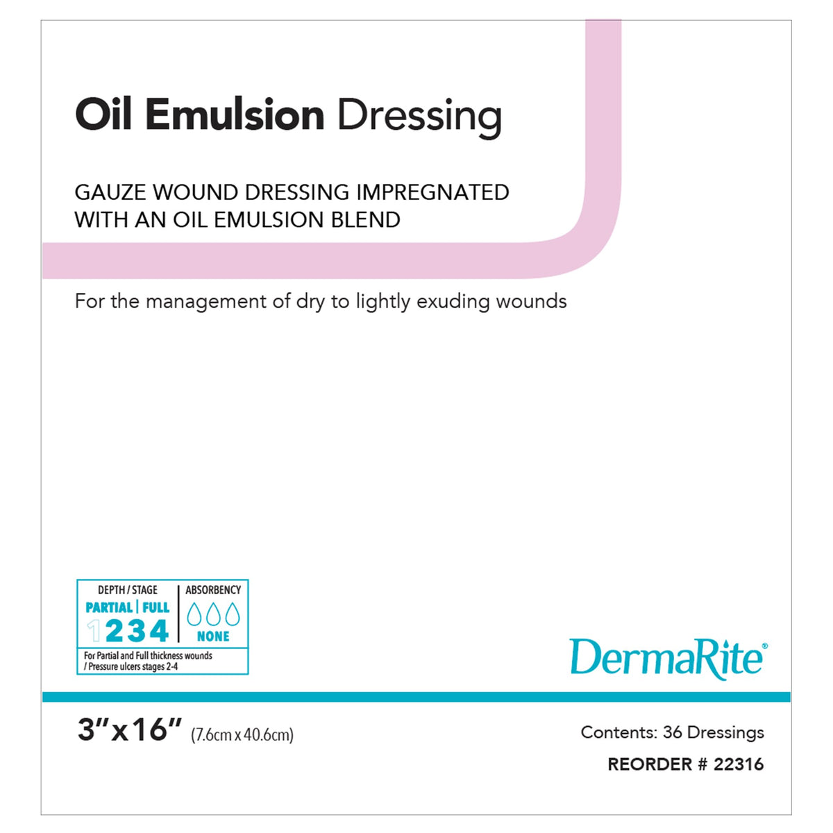 DermaRite Industries - Oil Emulsion Impregnated Dressing DermaRite® Rectangle 3 X 16 Inch Sterile [36/BX]