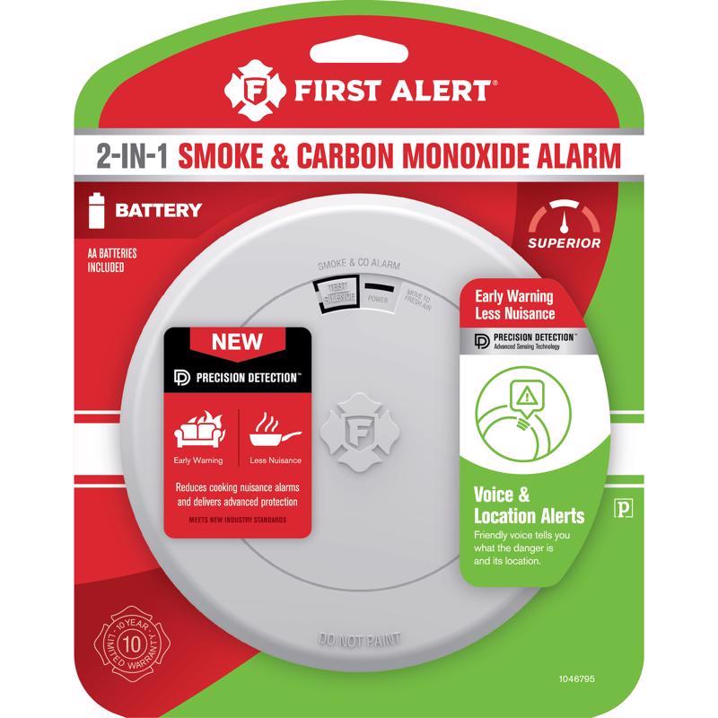 FIRST ALERT - First Alert Voice and Location Alert Battery-Powered Photoelectric Smoke and Carbon Monoxide Detecto