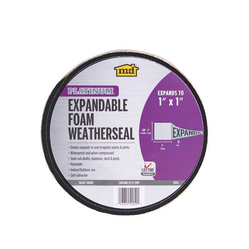 M-D BUILDING PRODUCTS - M-D Building Products PLATINUM Black Foam Weatherseal For Gaps and Openings 156 in. L X 1 in.