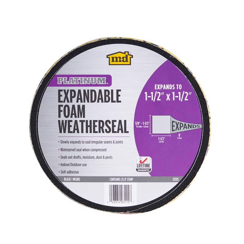 M-D BUILDING PRODUCTS - M-D Building Products PLATINUM Black Foam Weatherseal For Gaps and Openings 96 in. L X 1.5 in.