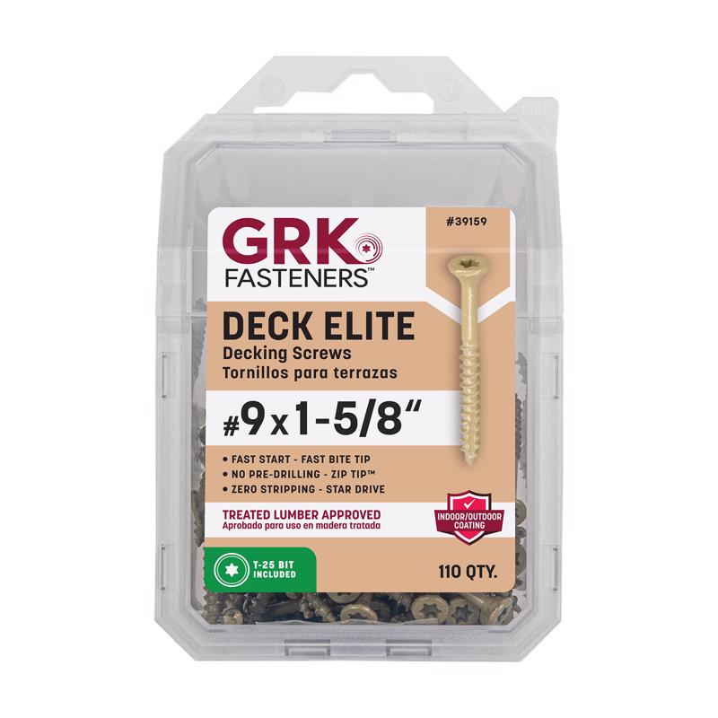 GRK FASTENERS - GRK Fasteners Deck Elite No. 9 in. X 1-5/8 in. L Gold Star Bugle Head Deck Screws 1 pk