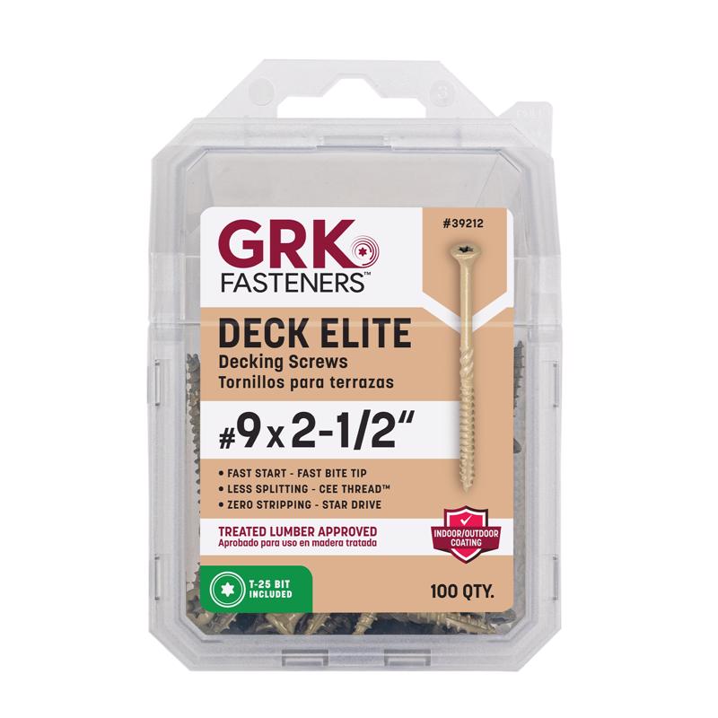 GRK FASTENERS - GRK Fasteners Deck Elite No. 9 in. X 2-1/2 in. L Gold Star Bugle Head Deck Screws 1 pk