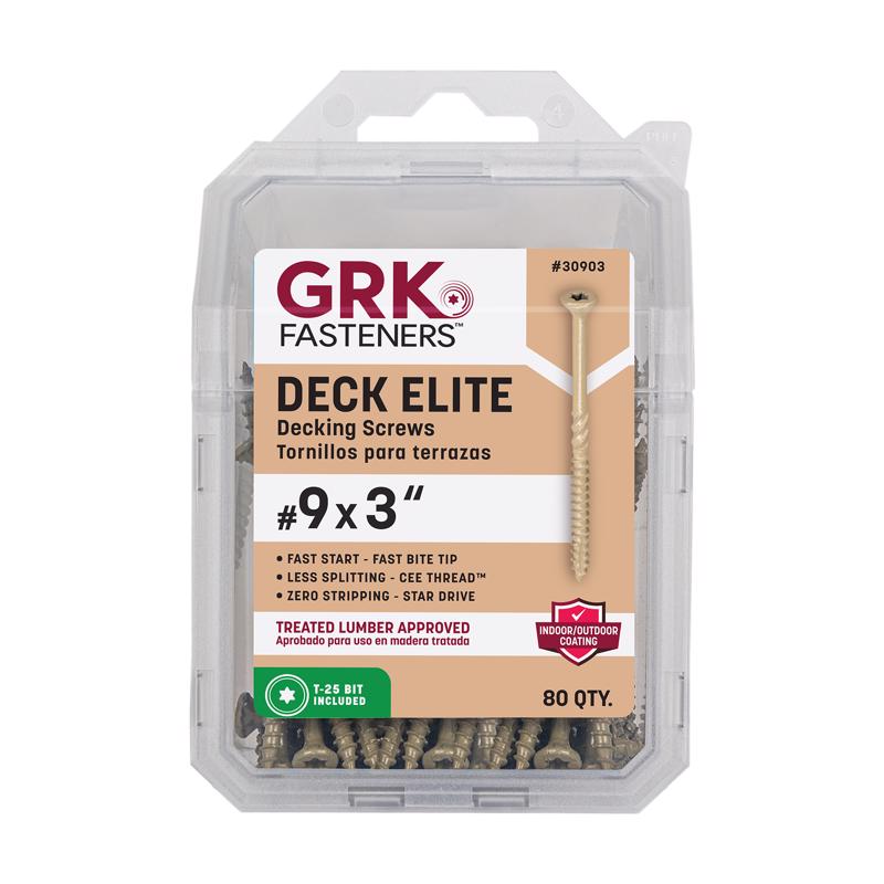 GRK FASTENERS - GRK Fasteners Deck Elite No. 9 in. X 3 in. L Gold Star Bugle Head Deck Screws 1 pk