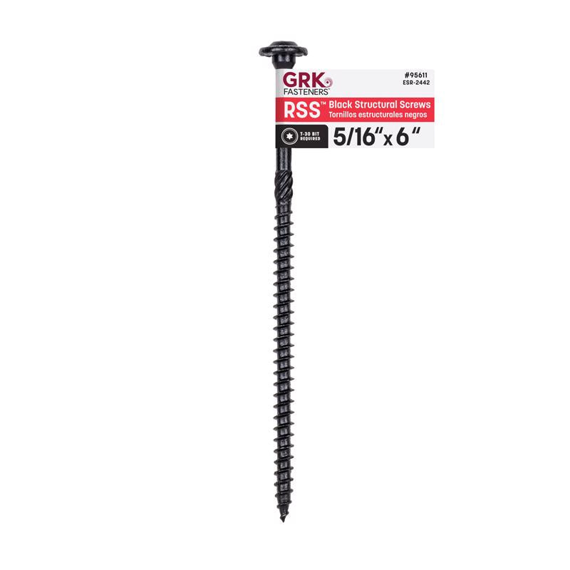 GRK FASTENERS - GRK Fasteners 5/16 or No. 15 in. X 6 in. L Star Black W-Cut Structural Wood Screws