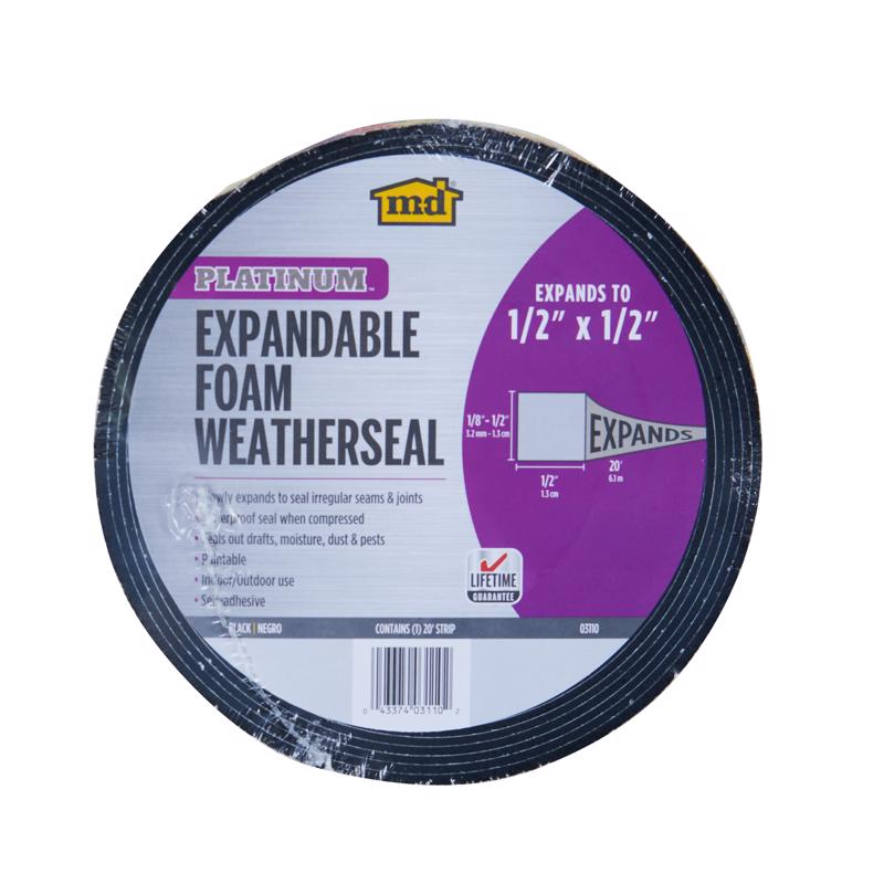 M-D BUILDING PRODUCTS - M-D Building Products PLATINUM Black Foam Weatherseal For Gaps and Openings 240 in. L X 0.5 in.