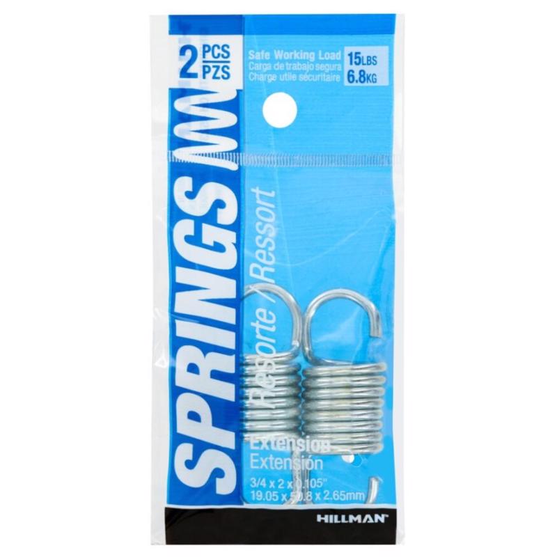 HILLMAN - HILLMAN 2 in. L X 3/4 in. D Extension Spring 2 pk