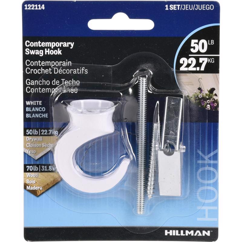 HILLMAN - HILLMAN White Classic Hanging Hooks 50 lb 1 pk