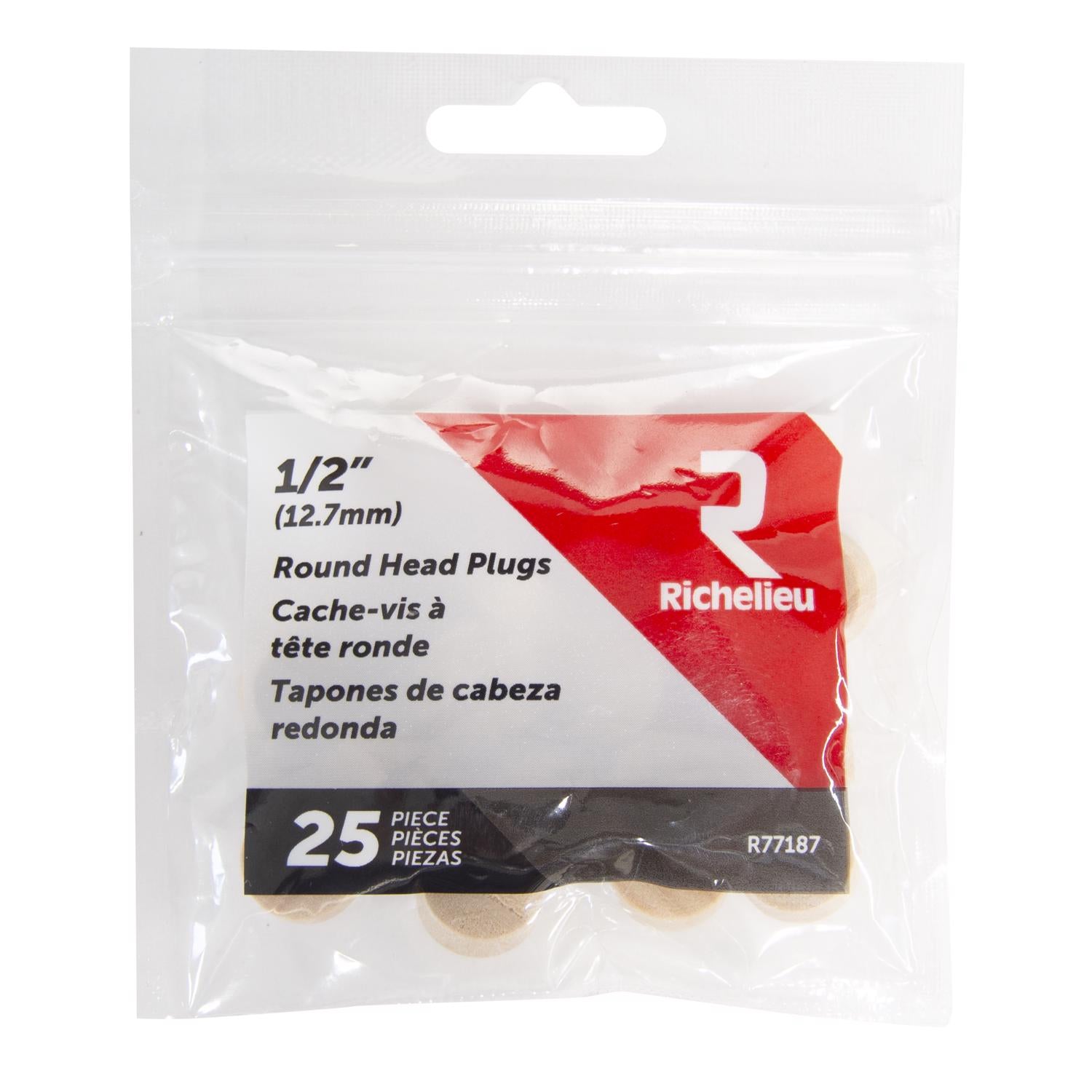 Richelieu Round Birch Head Plug 1/2 in. D X .5 in. L 25 pk Natural - Case of 5