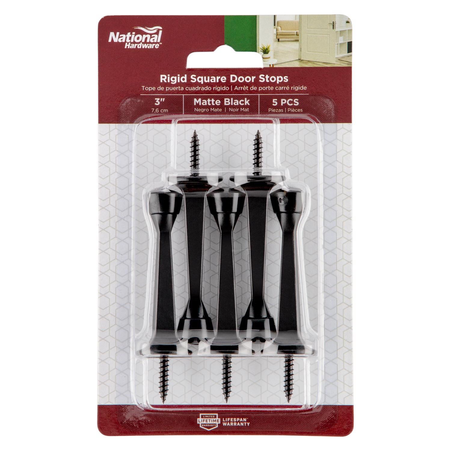 National Hardware Zinc Matte Black Rigid Door Stop Mounts to wall 0.97 in. - Case of 5