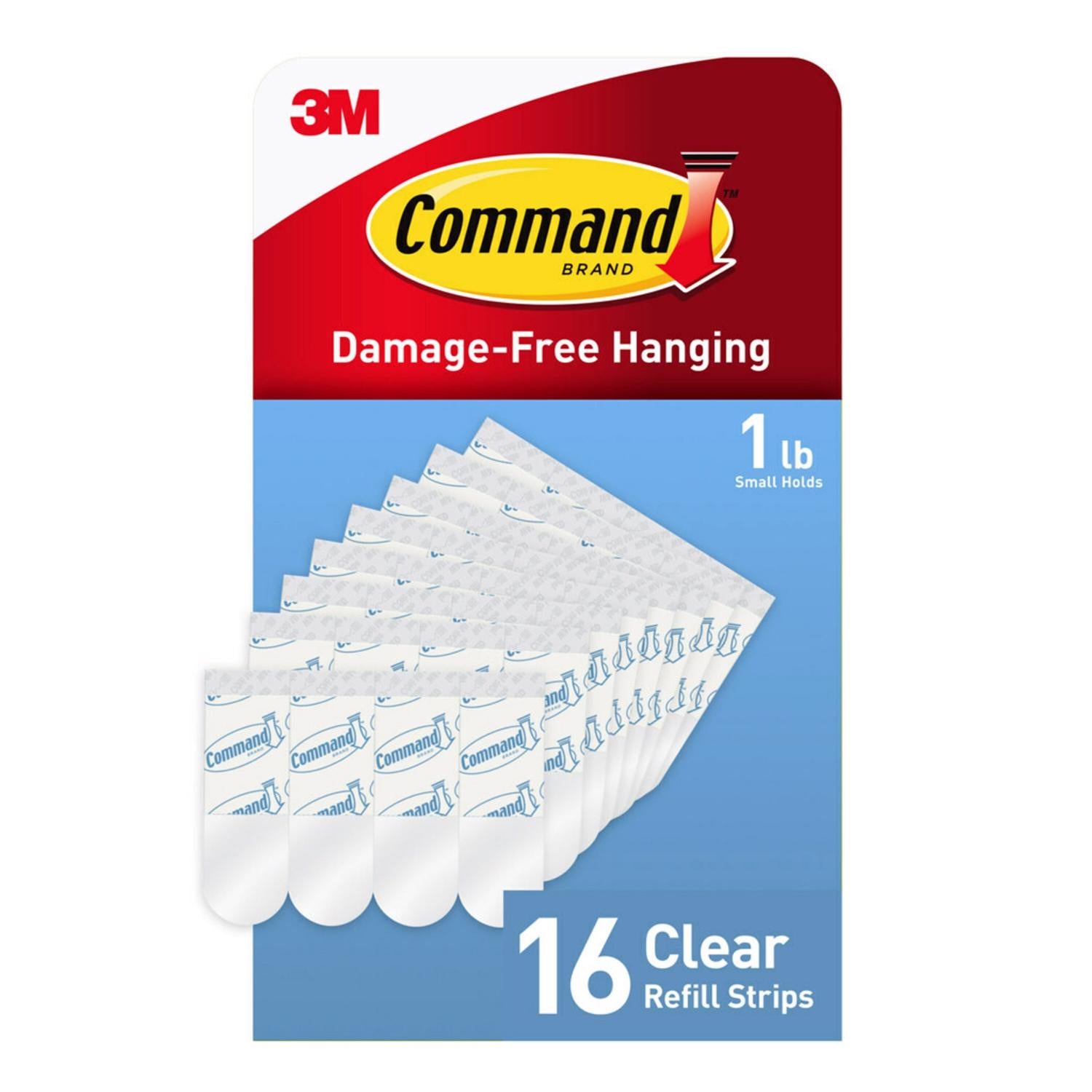 3M Command Small Plastic Refill Strips 2.12 in. L 16 pk - Case of 6