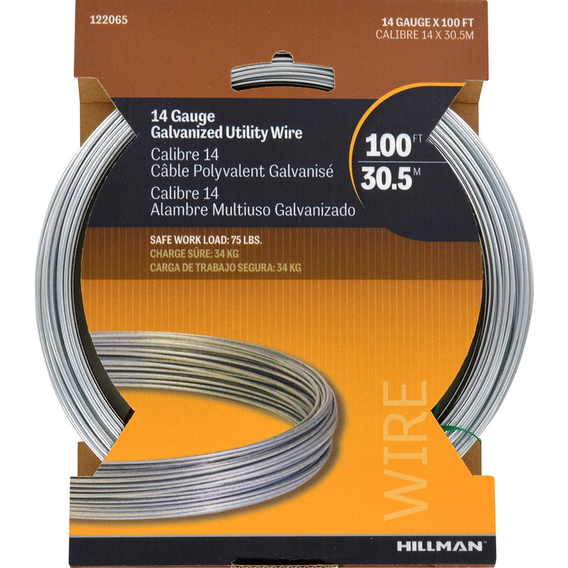 HILLMAN - Hillman 0.078 - 0.082 in. D X 100 ft. L Galvanized Steel 14 Ga. Wire