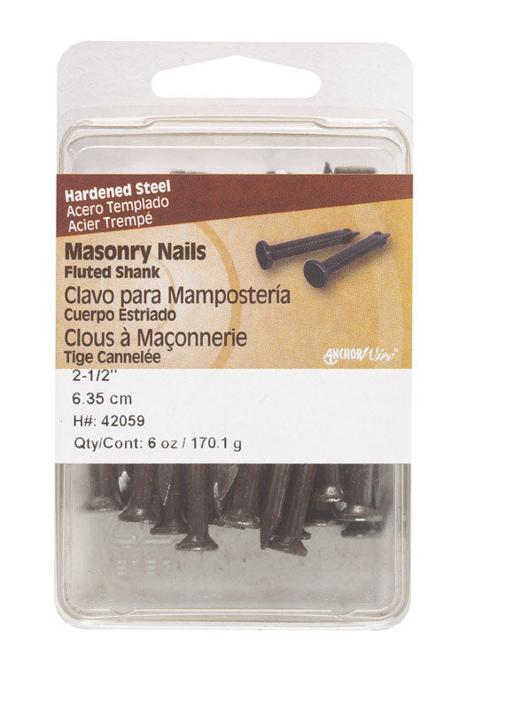 HILLMAN - Hillman 2-1/2 in. Masonry Steel Nail Flat Head - Case of 5