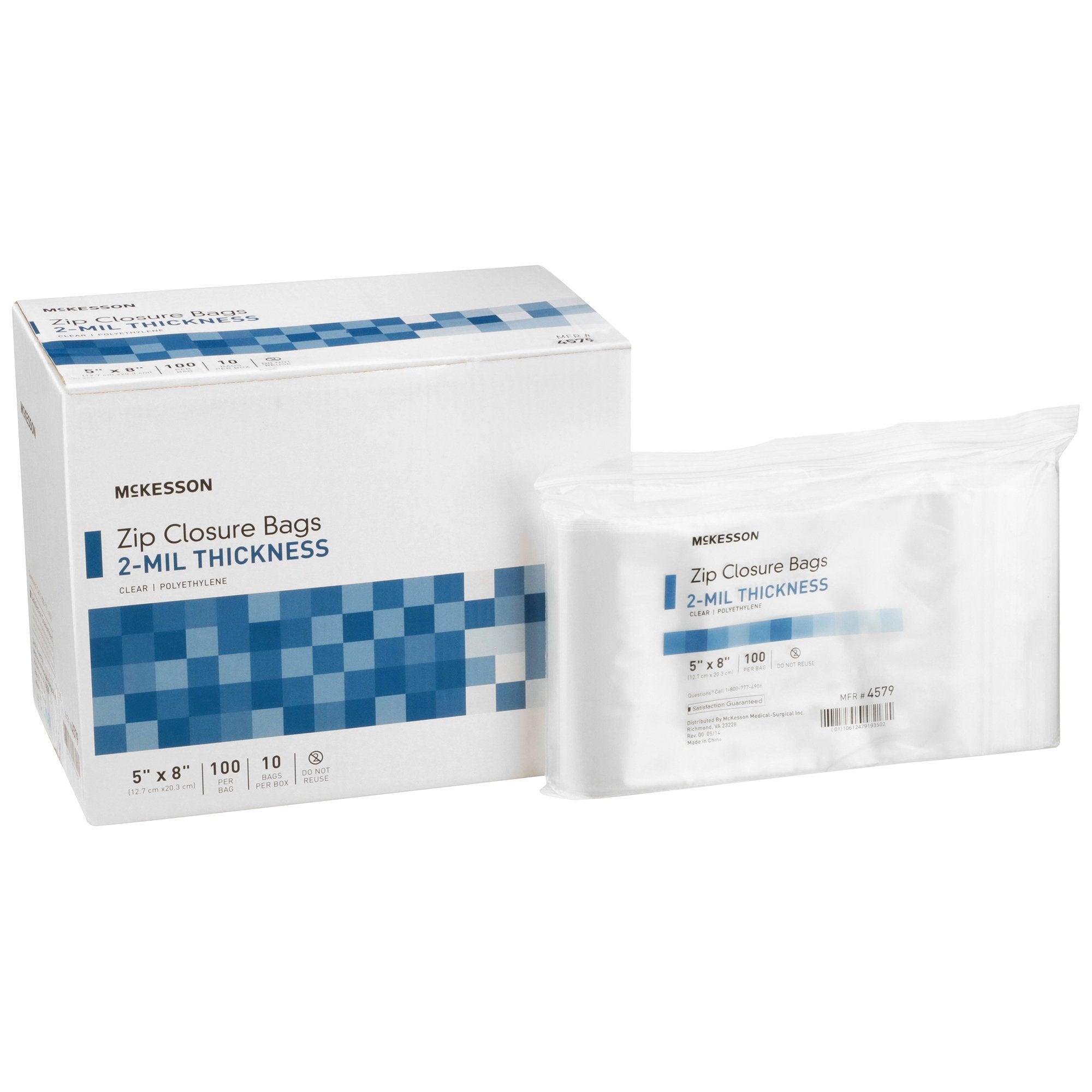 McKesson Brand - Reclosable Bag McKesson 5 X 8 Inch Polyethylene Clear Zipper Closure [1/PK]
