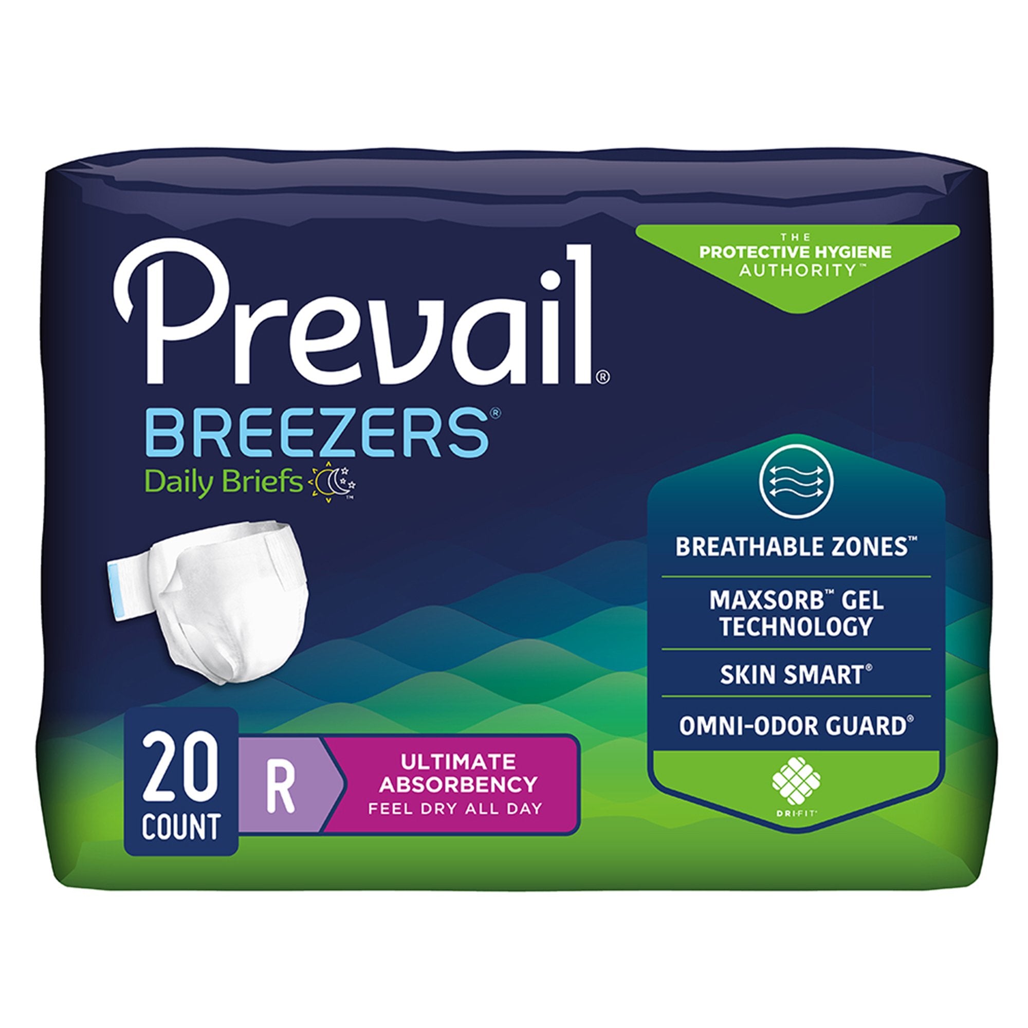 First Quality - Unisex Adult Incontinence Brief Prevail® Breezers® Regular Disposable Heavy Absorbency [20/BG]