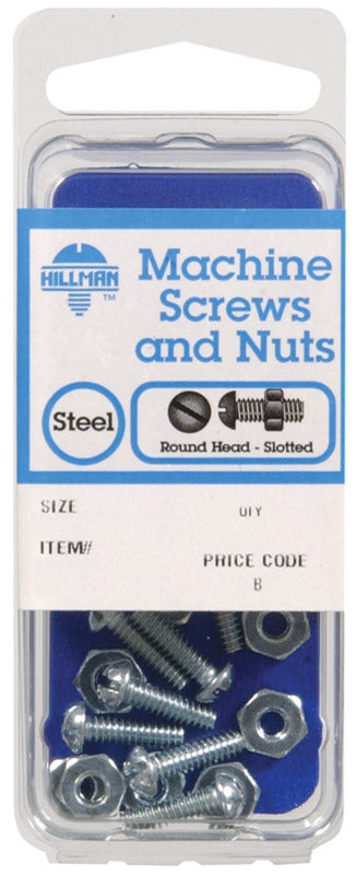 HILLMAN - Hillman No. 10-32 X 1-1/4 in. L Slotted Round Head Zinc-Plated Steel Machine Screws 8 pk - Case of 10