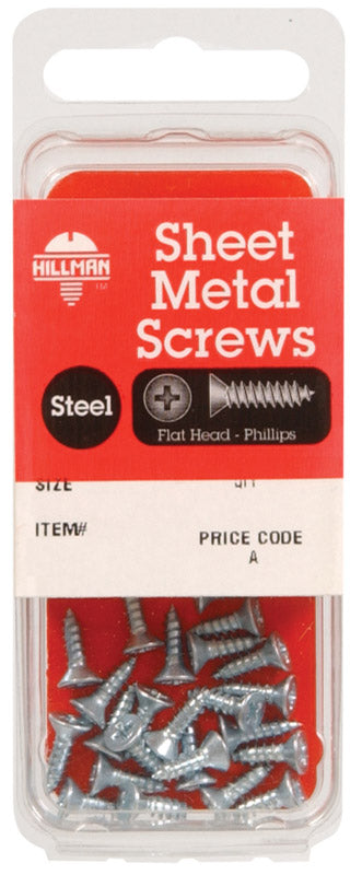 HILLMAN - Hillman No. 10 X 1-1/4 in. L Phillips Flat Head Sheet Metal Screws 8 pk - Case of 10