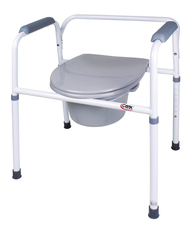 Apex-Carex Healthcare - 3-in-1 Commode Chair Carex® Padded Fixed Arms Steel Frame Back Bar 24-1/4 Inch Seat Width 250 lbs. Weight Capacity [2/CS]