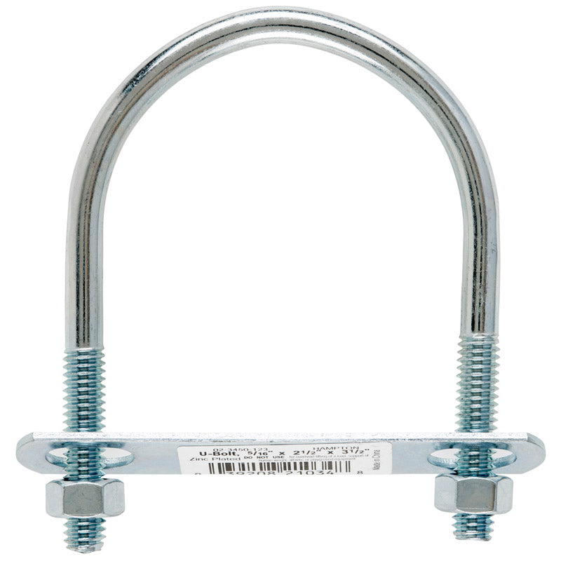 HAMPTON - Hampton 5/16 in. X 2-1/2 in. W X 3-1/2 in. L Coarse Zinc-Plated Steel U-Bolt - Case of 10