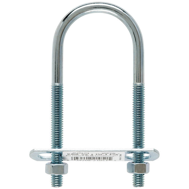 HAMPTON - Hampton 5/16 in. X 1-3/4 in. W X 4-3/16 in. L Coarse Zinc-Plated Steel U-Bolt - Case of 10
