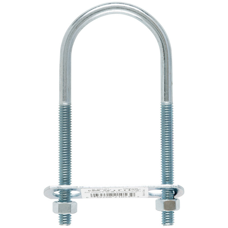 HAMPTON - Hampton 5/16 in. X 2 in. W X 4-3/4 in. L Coarse Zinc-Plated Steel U-Bolt - Case of 10