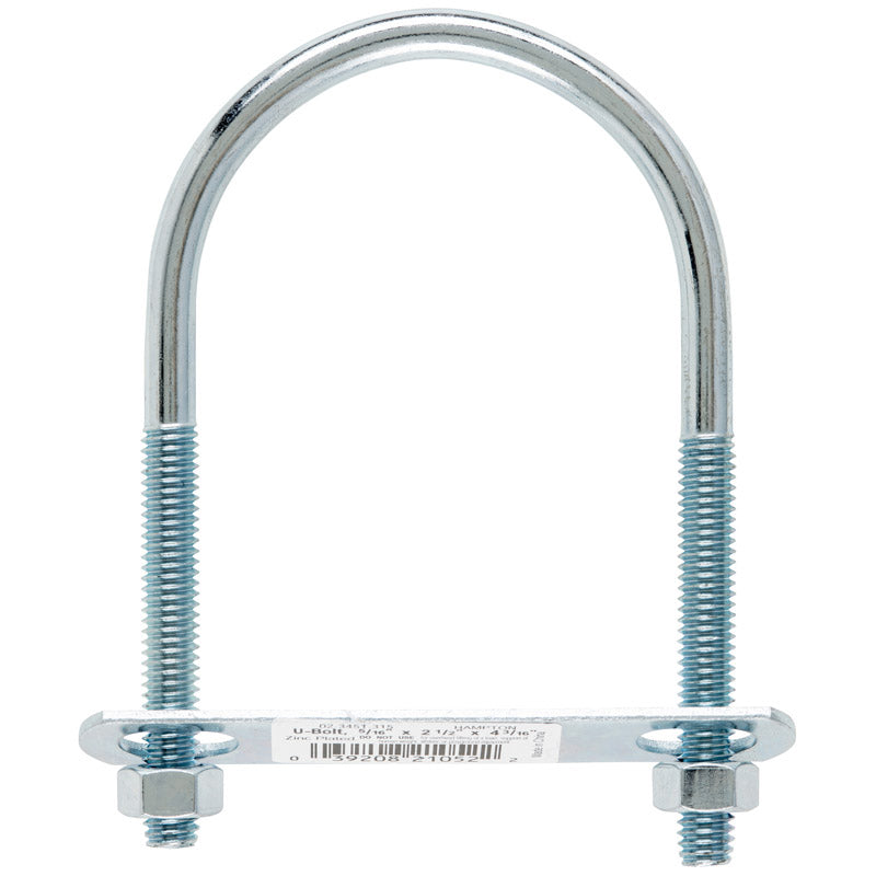 HAMPTON - Hampton 5/16 in. X 2-1/2 in. W X 4-3/16 in. L Coarse Zinc-Plated Steel U-Bolt - Case of 10