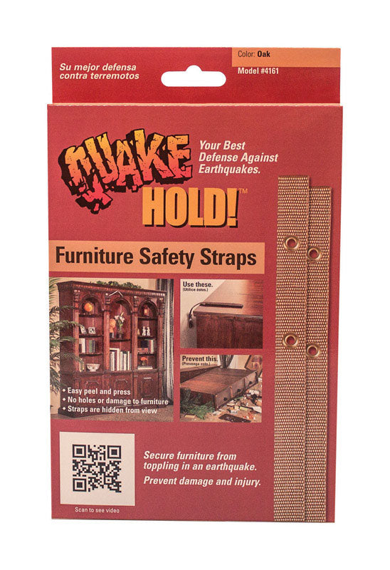 QUAKE HOLD - Quake Hold Nylon Self Adhesive Furniture Strap Oak Assorted 1 in. W X 15 in. L 1 pk