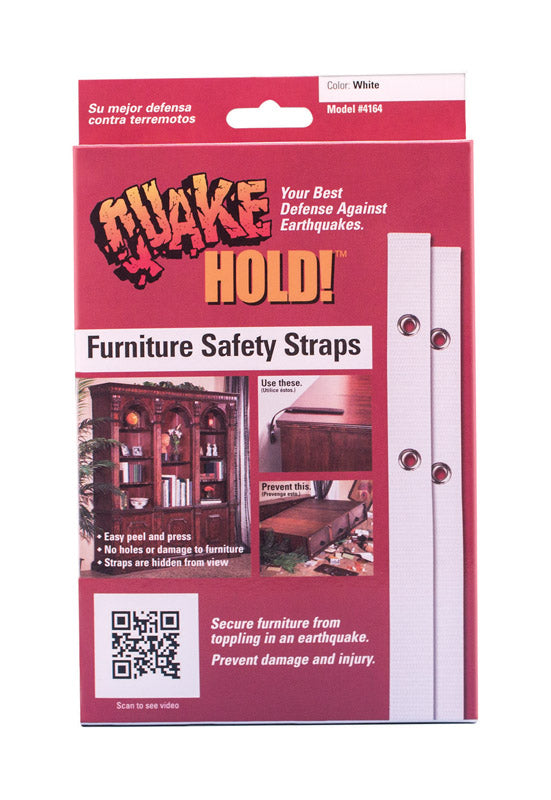QUAKE HOLD - Quake Hold Nylon Self Adhesive Furniture Strap White Assorted 1 in. W X 15 in. L 2 pk