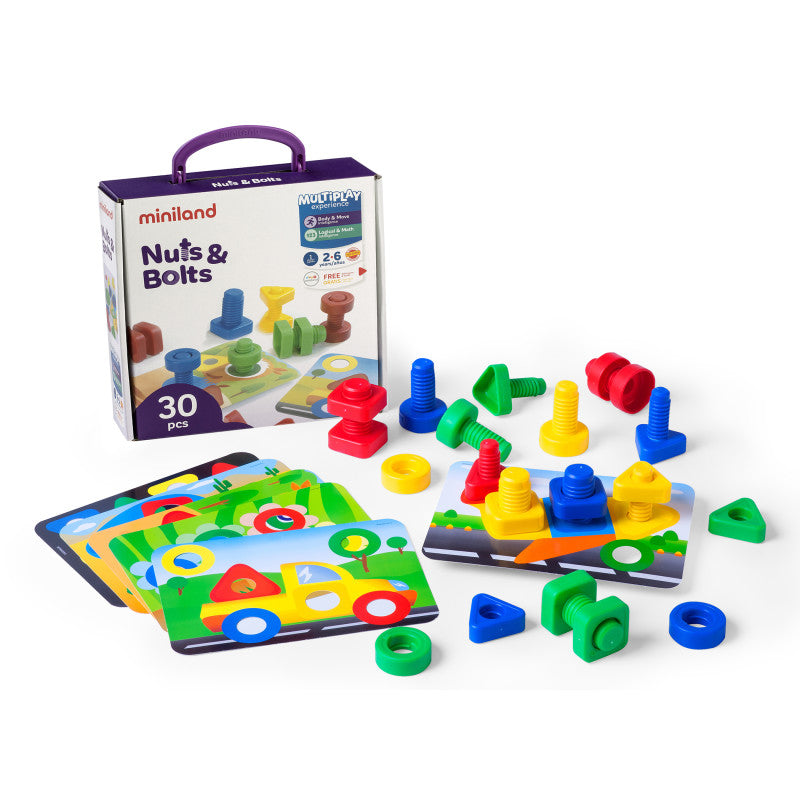 MINILAND EDUCATIONAL - Nuts & Bolts School Activity Set, 24-Piece Set