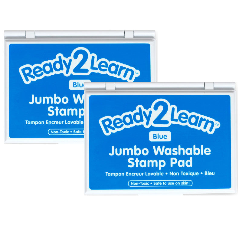 READY 2 LEARN - Jumbo Washable Stamp Pad - Blue - 6.2"L x 4.1"W - Pack of 2