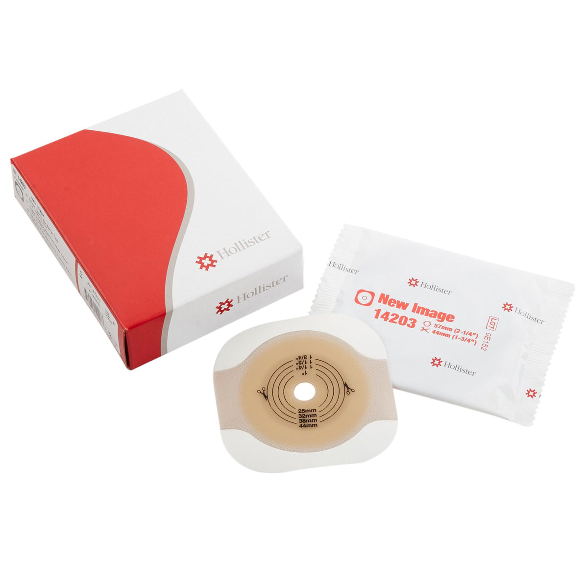 Hollister - Ostomy Barrier New Image™ Flextend™ Trim to Fit, Standard Wear Adhesive Tape 57 mm Flange Red Code System Hydrocolloid Up to 1-3/4 Inch Opening [5/BX]