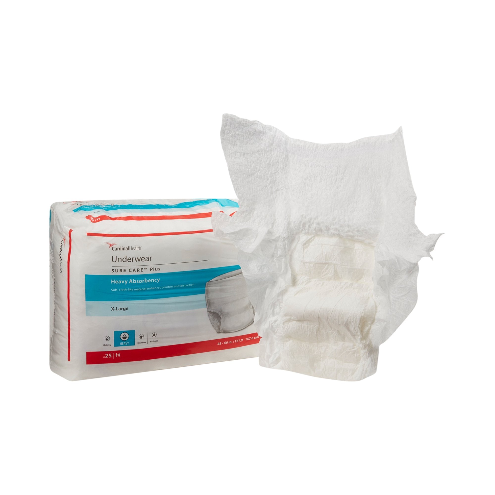 Cardinal - Unisex Adult Absorbent Underwear Sure Care™ Plus Pull On with Tear Away Seams X-Large Disposable Heavy Absorbency [25/BG]