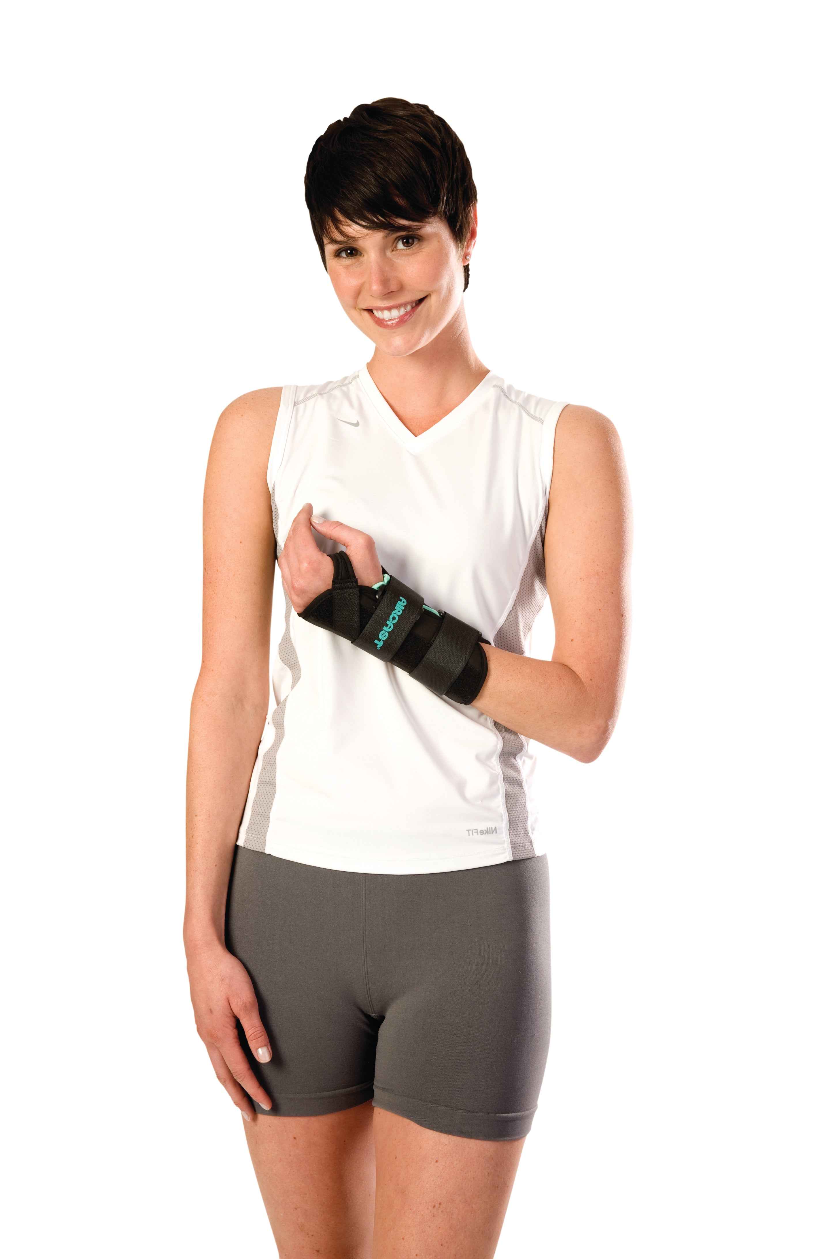 DJO - Wrist Brace with Thumb Spica AirCast® A2™ Aluminum / Foam / Nylon Left Hand Black Medium [1/EA]