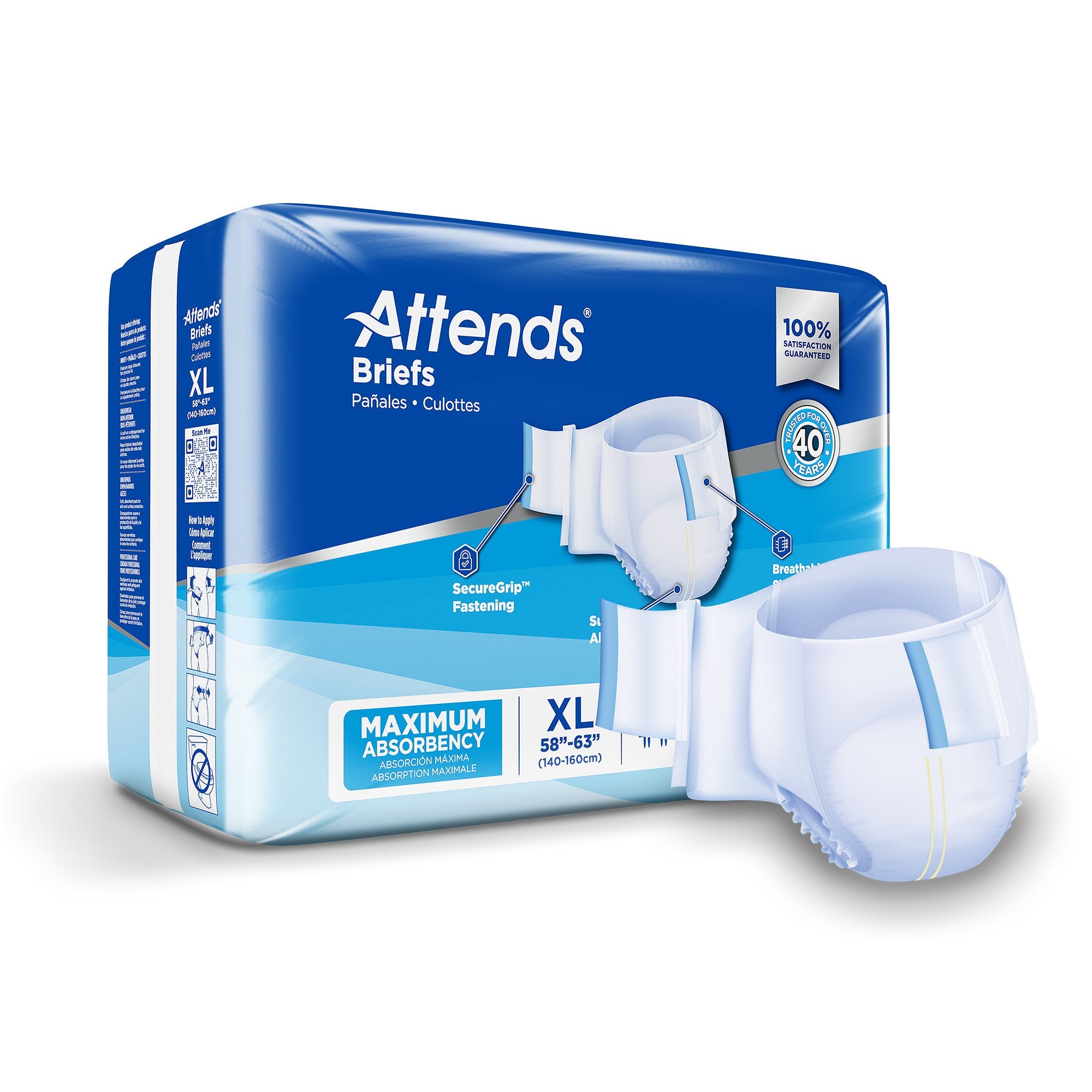 Attends Healthcare Products - Unisex Incontinence Brief Attends® X-Large Disposable Heavy Absorbency [20/BG]