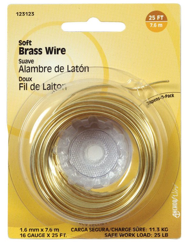HILLMAN - Hillman 25 ft. L Brass 16 Ga. Wire - Case of 10