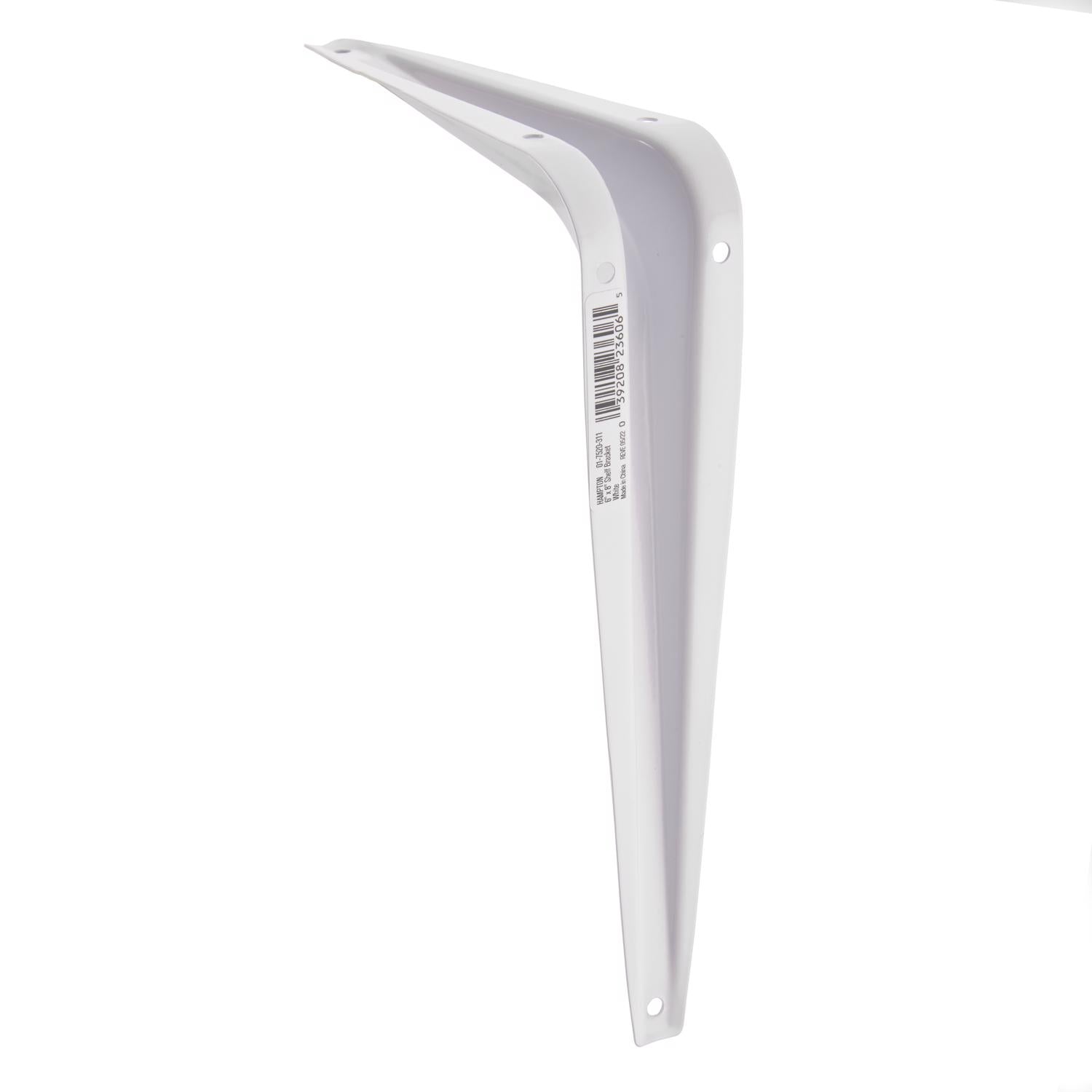 Hampton White Steel Shelf Support 18 Ga. 6 in. L 100 lb - Case of 10