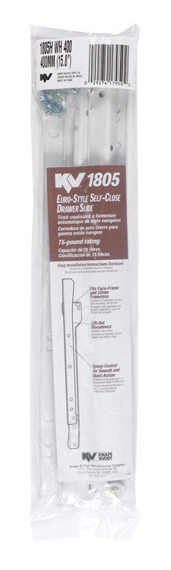 KNAPE & VOGT - Knape & Vogt 16 in. L Steel Soft Close Drawer Slide 2 pk