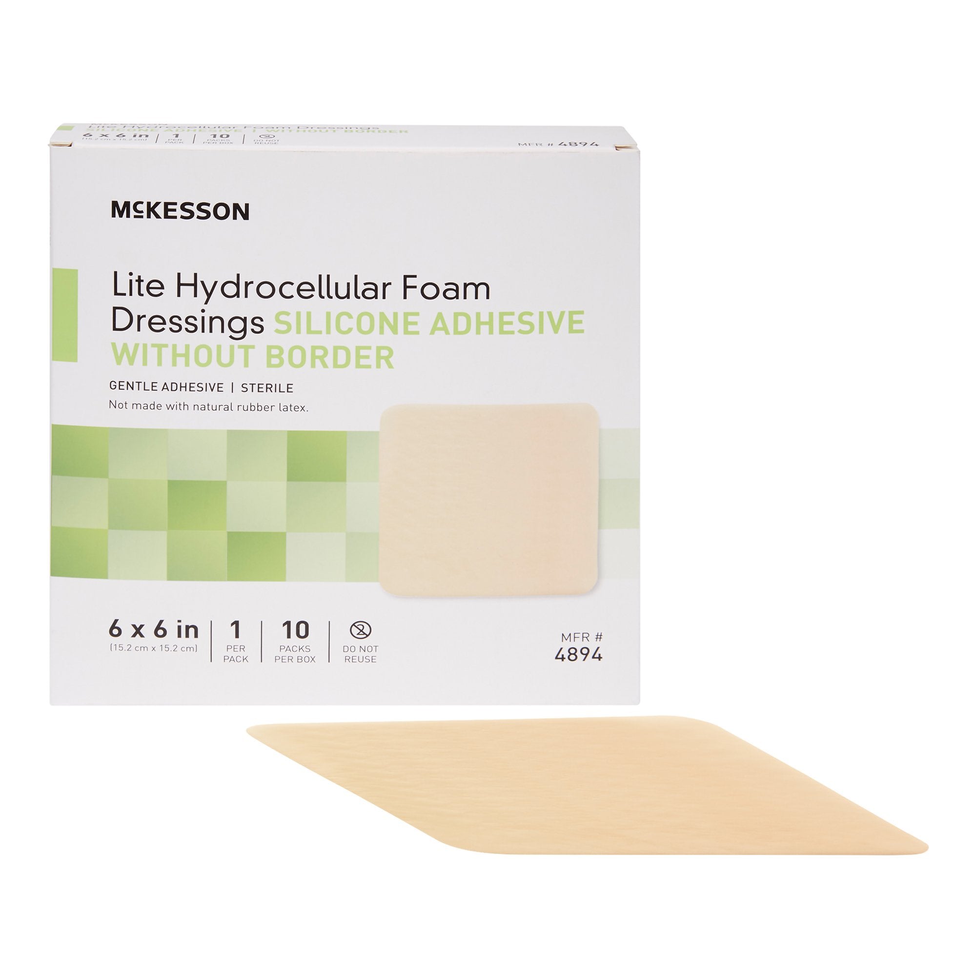 McKesson Brand - Thin Foam Dressing McKesson Lite 6 X 6 Inch Without Border Film Backing Silicone Gel Adhesive Square Sterile [1/EA]