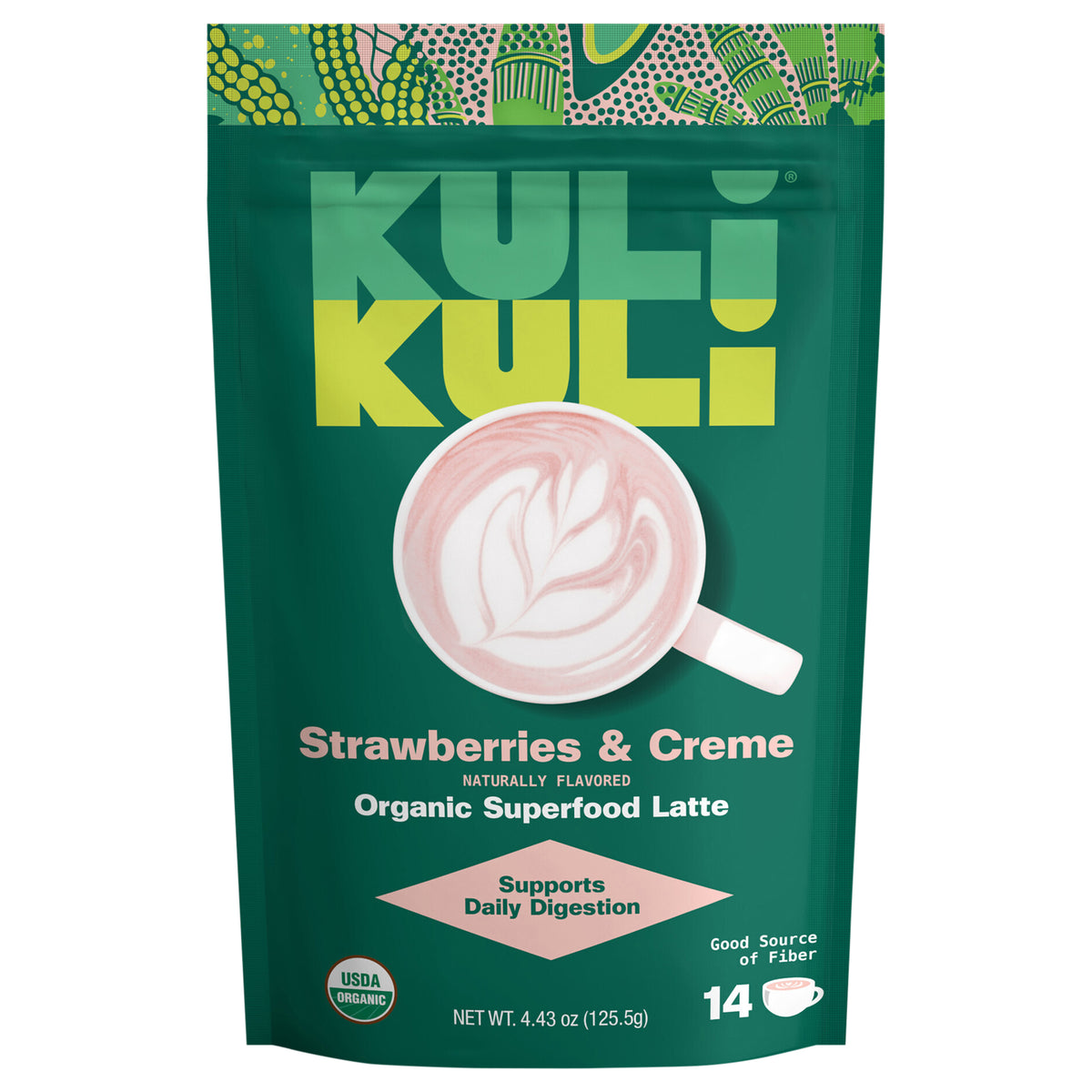 Kuli Kuli Organic Strawberries & Creme Superfood Latte 4.43 oz - Case of 1