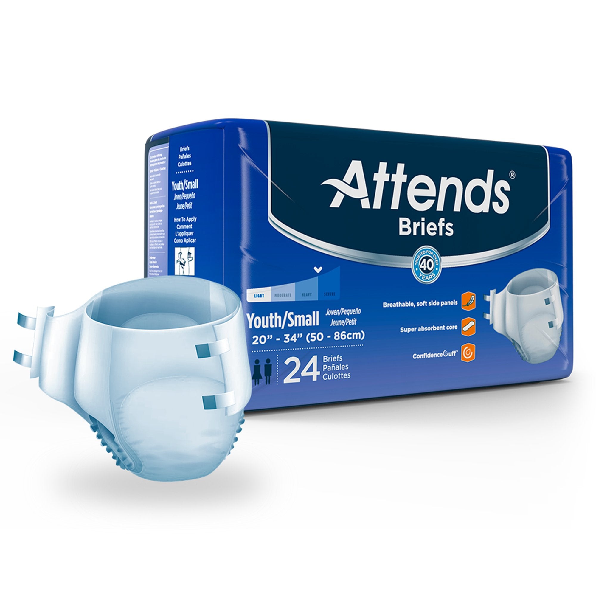 Attends Healthcare Products - Unisex Youth Incontinence Brief Attends® Small Disposable Heavy Absorbency [24/BG]