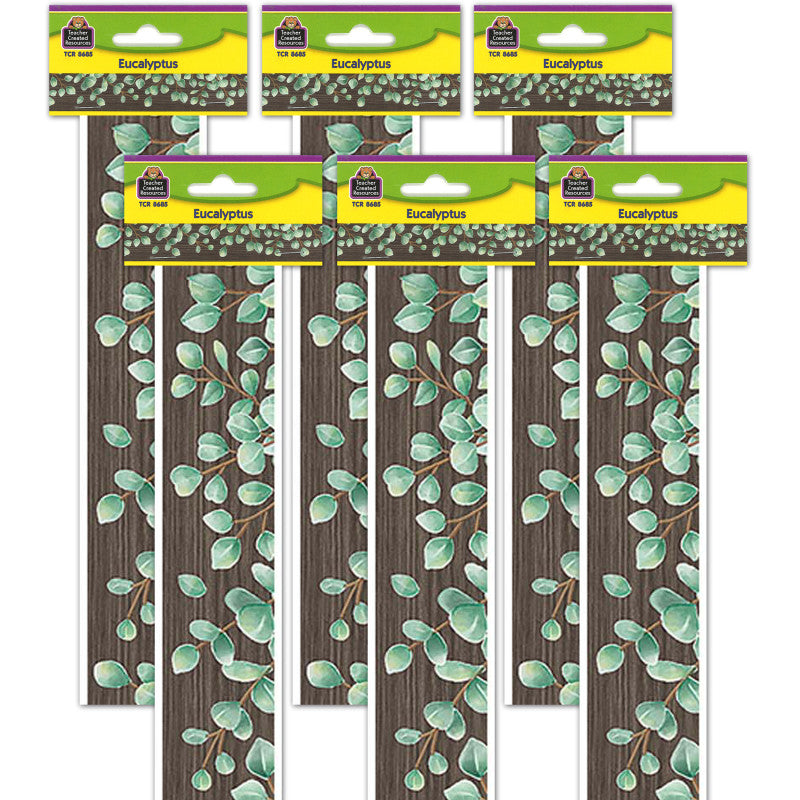 TEACHER CREATED RESOURCES - Eucalyptus Straight Border Trim, 35 Feet Per Pack, 6 Packs
