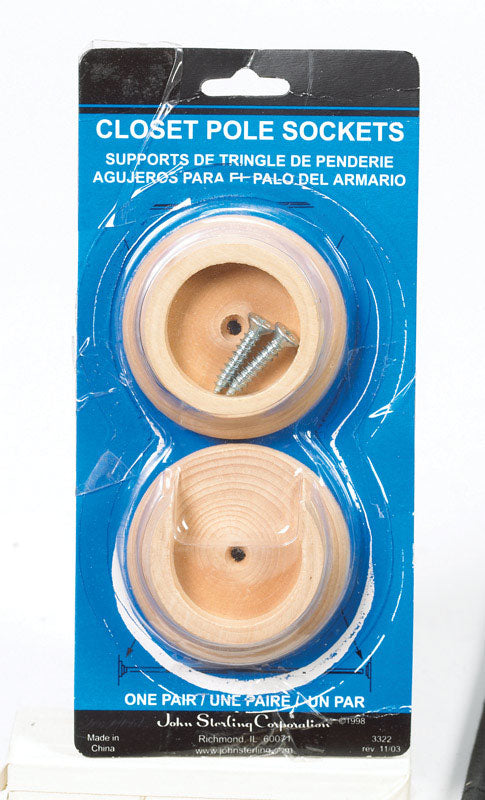 JOHN STERLING - John Sterling Pro 1-3/8 in. L X 1-3/8 in. D Oak Wood Rod Socket [BC-0038-HD]