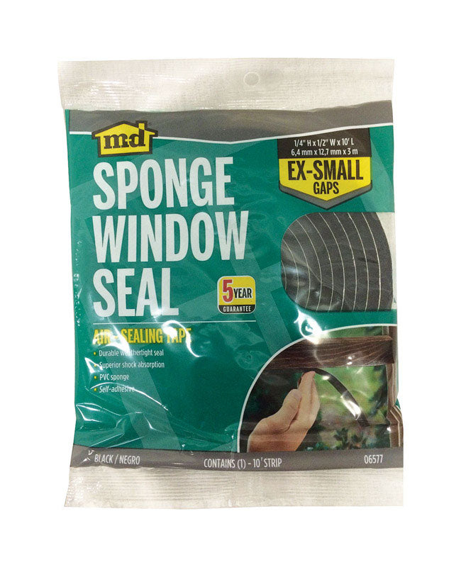 M-D BUILDING PRODUCTS - M-D Black Sponge Rubber Weather Stripping Tape For Auto and Marine 10 ft. L X 1/4 in. [6577]