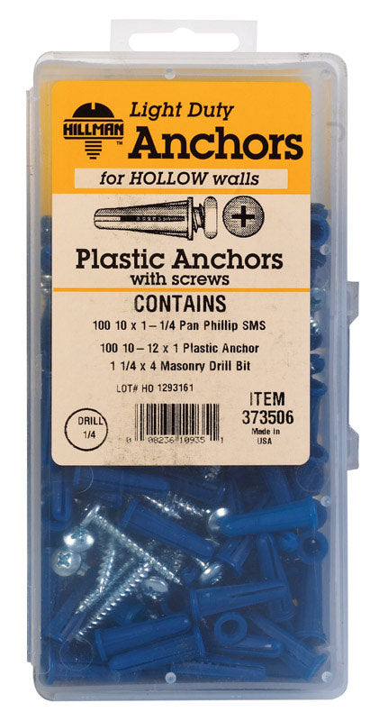 HILLMAN - Hillman .19 in. D X 1 in. L Plastic Pan Head Conical Anchor Kit 201 pk