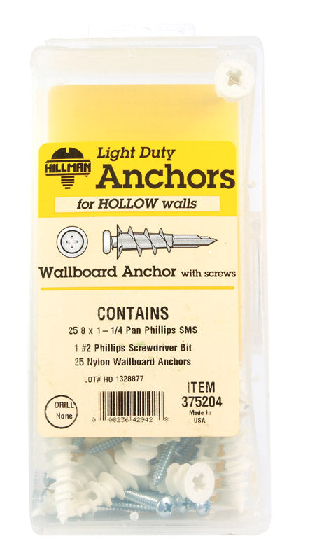 HILLMAN - Hillman .164 in. D X 1-1/4 in. L Nylon Pan Head Wallboard Anchor Kit 1 pk
