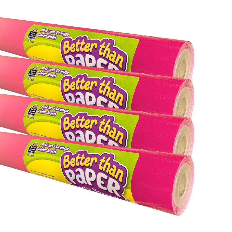 TEACHER CREATED RESOURCES - Pink and Orange Color Wash Better Than Paper Bulletin Board Roll 4-Pack