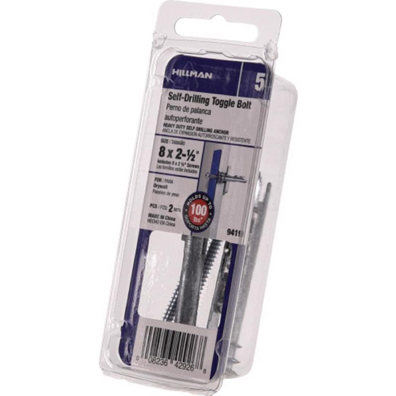 HILLMAN - Hillman 2-1/2 in. L Steel Pan Head Self Drilling Toggle Bolt 2 pk - Case of 6